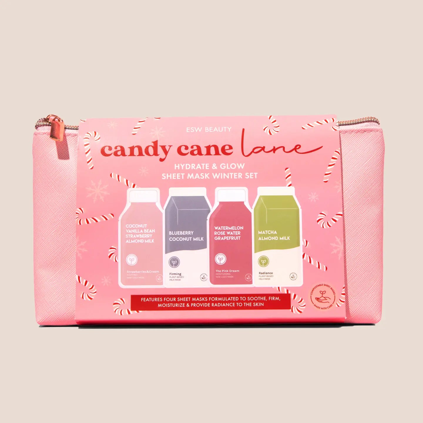 Candy Cane Lane Glowing Radiant Sheet Mask Set